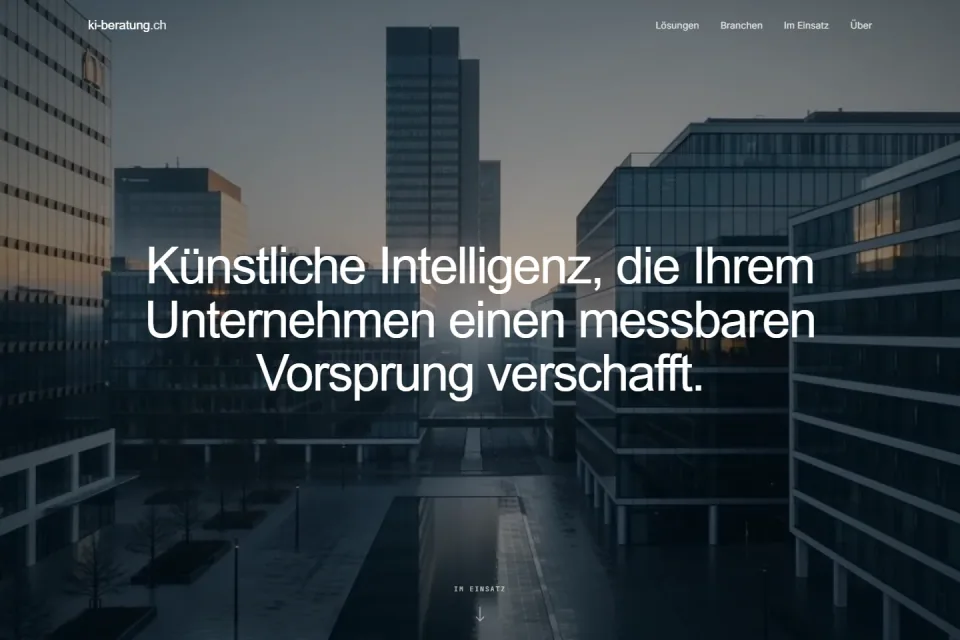 Website von KI-Beratung.ch mit KI-Lösungen und Anwendungsfällen