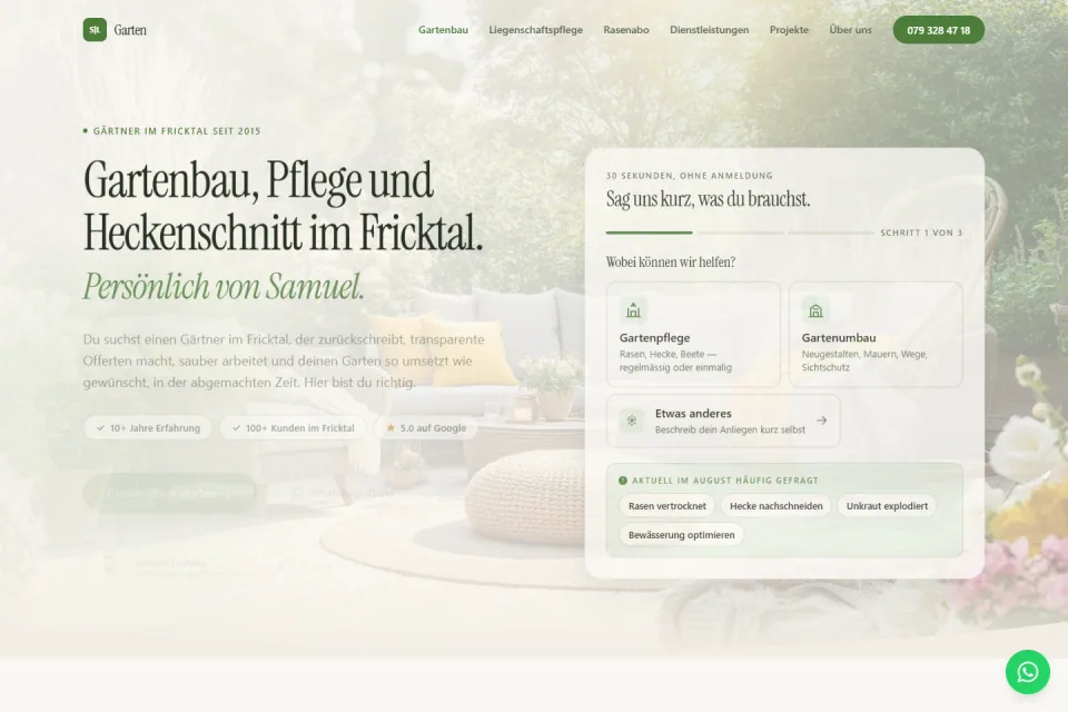 Website von S|L Garten mit Gartenbau, Gartenpflege und Gartenanfrage